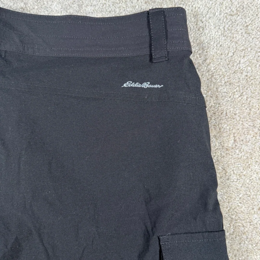 Eddie Bauer Summer Trail Shorts Women 14(FITS 36x5.5) Black Cargo Hiking Outdoor
